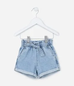 Short Infantil em Jeans com Amarração no Cós - Tam 1 a 5 Anos