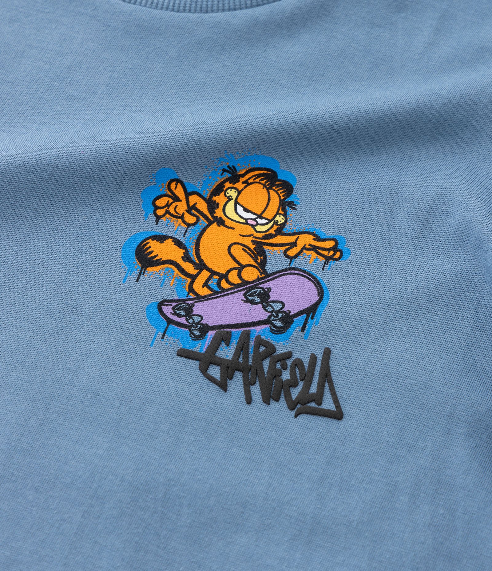 Camiseta Infantil com Estampa Frente e Costas Garfield- Tam 5 a 14 anos Azul 4