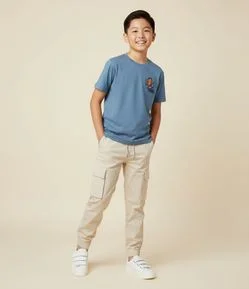 Camiseta Infantil com Estampa Frente e Costas Garfield- Tam 5 a 14 anos