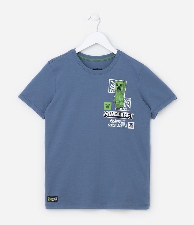 Camiseta Infantil em Algodão com Estampa Minecraft - Tam 5 a 14 Anos