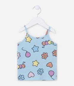 Regata Infantil Canelada com Estampa Divertida - Tam  1 a 5 Anos