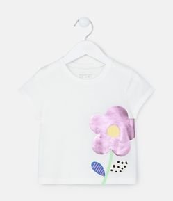 Blusa Infantil com Estampa Florzinha Brilhosa - Tam 1 a 5 Anos