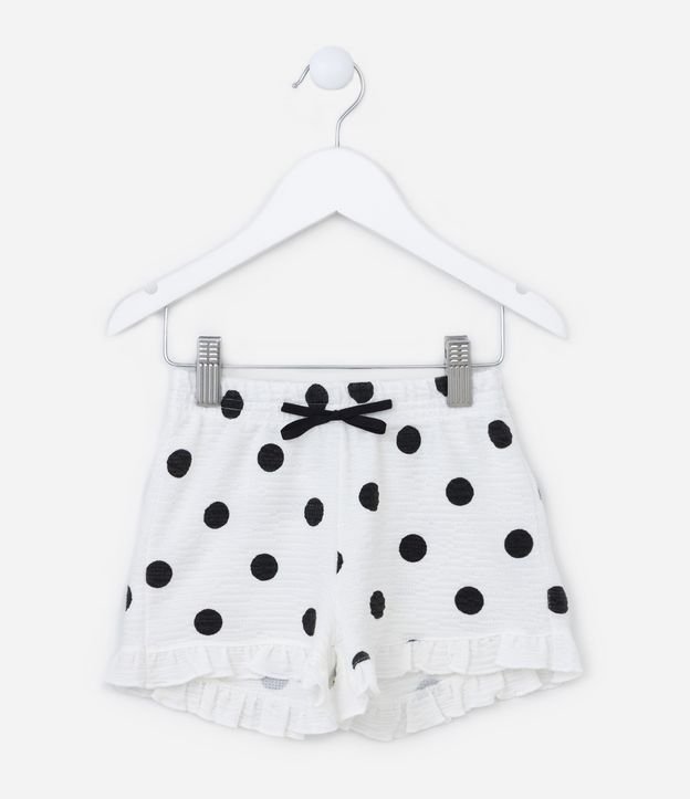 Short Infantil com Babados e Estampa Poá - Tam 1 a 5 Anos