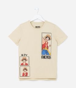 Camiseta Infantil com Estampa do One Piece Luffy - Tam 5 a 14 anos