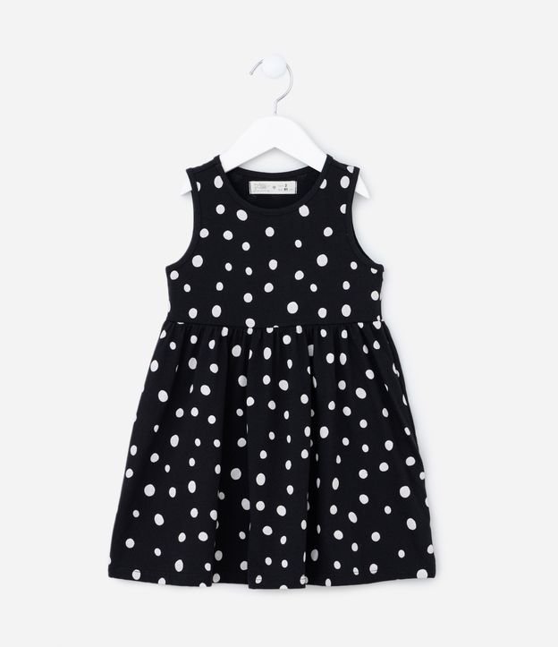 Vestido Infantil com Estampa em Poá - Tam 1 a 5 Anos