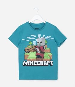 Camiseta Infantil com Estampa Minecraft Arqueiro - Tam 5 a 14 anos
