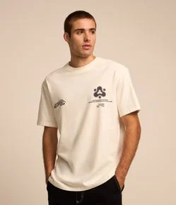 Camiseta Relaxed em Algodão com Estampa Letting