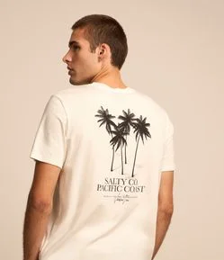 Camiseta Comfort em Algodão com Estampa Salty e Coqueiros