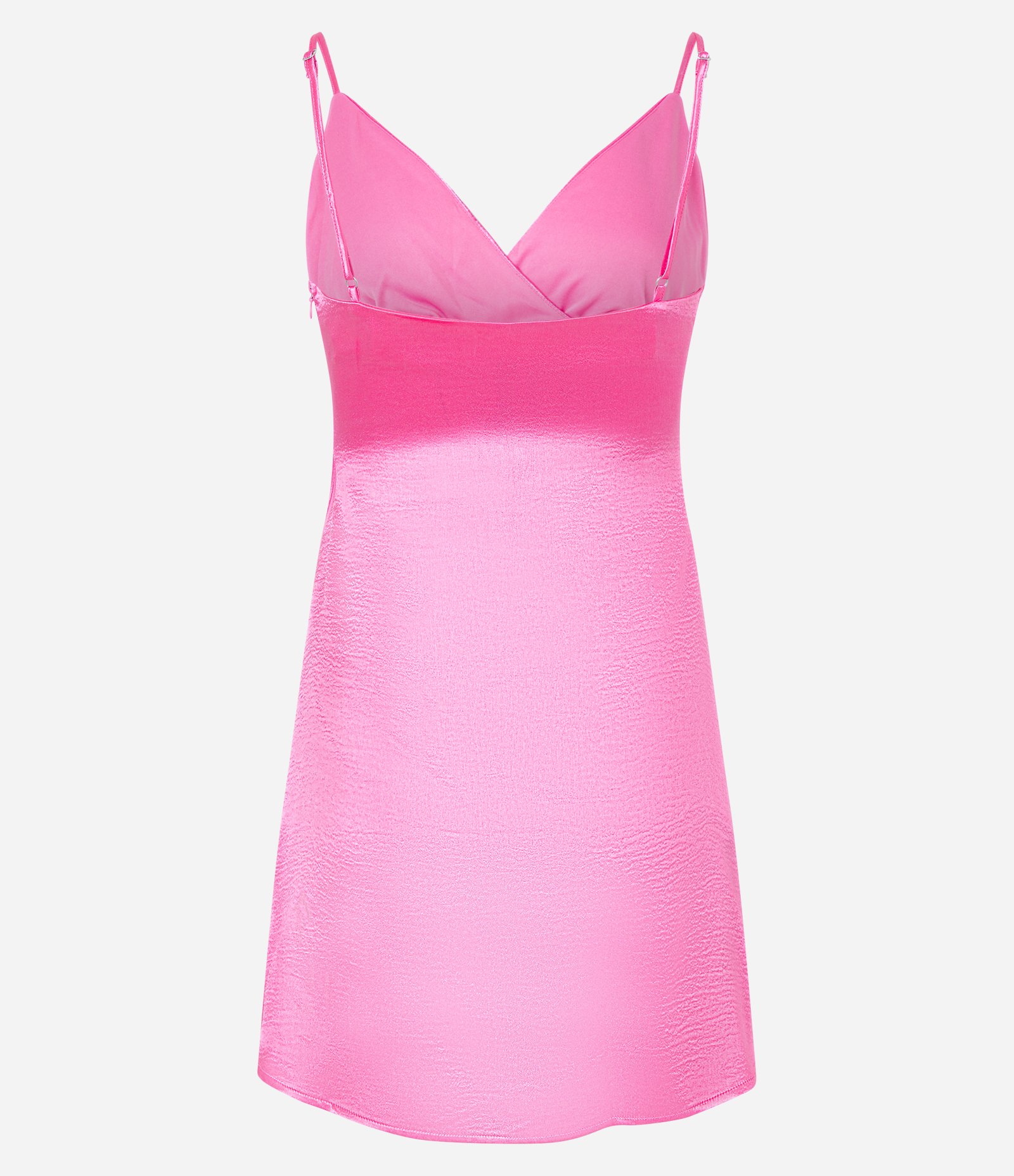 Vestido Curto em Cetim Brilhoso com Decote Transpassado e Botões na Lateral Rosa 6