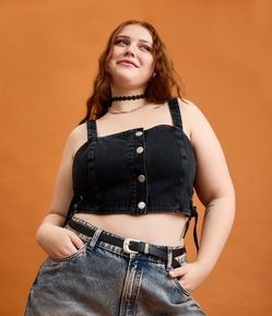 Cinto Estreito em Material Sintético com Fivela Western Curve & Plus Size
