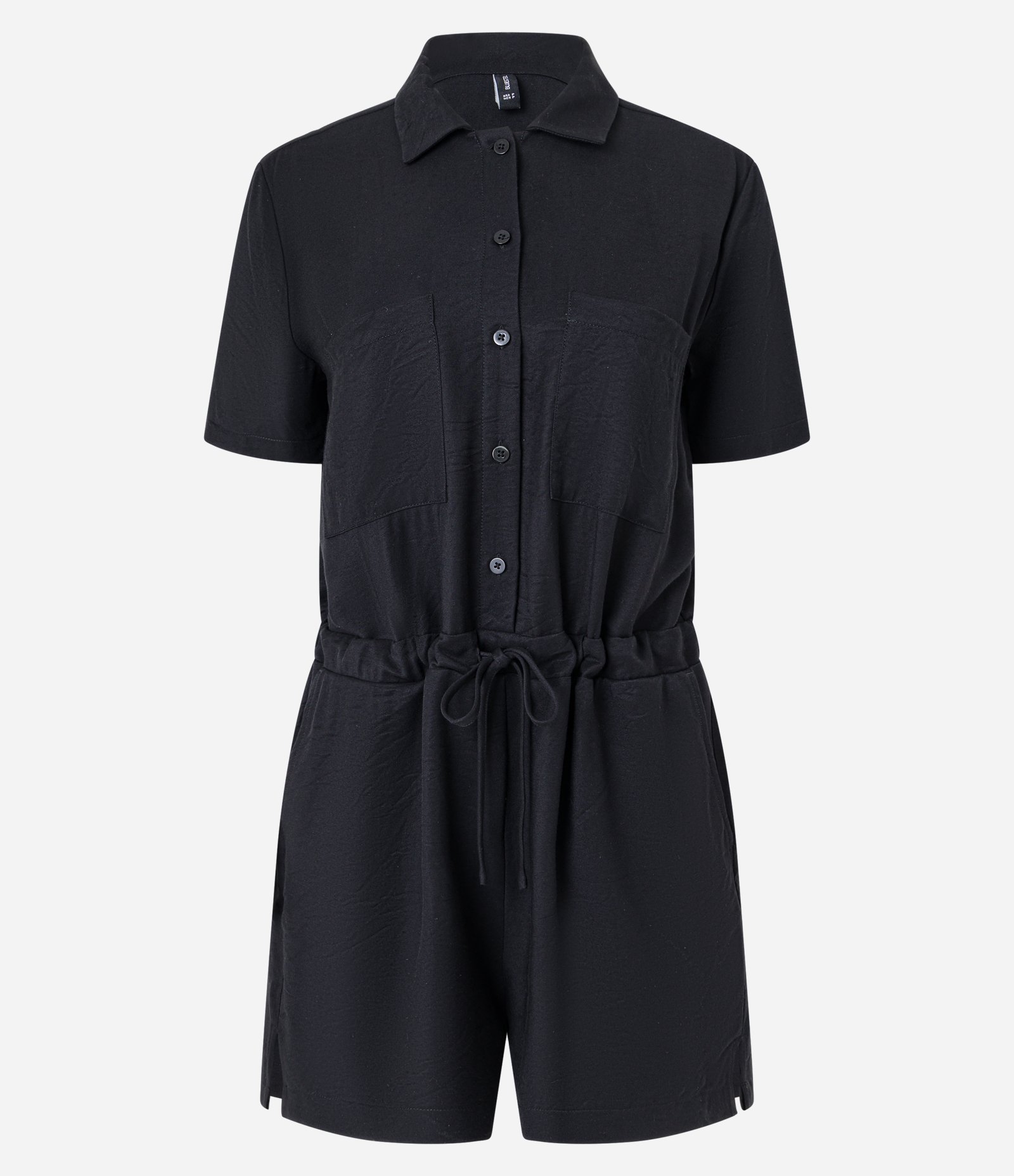 Macaquinho em Viscose com Elástico nas Costas e Bolso Frontal Preto 4