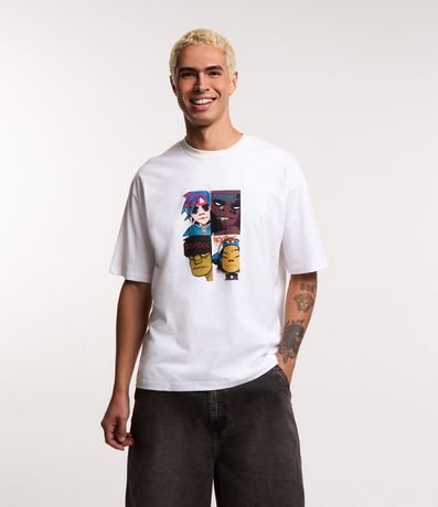 Camiseta Boxy em Algodão com Estampa Gorillaz Menor preço em Camiseta Boxy em Algodão com Estampa Gorillaz
