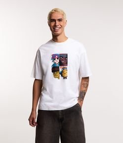 Camiseta Boxy em Algodão com Estampa Gorillaz