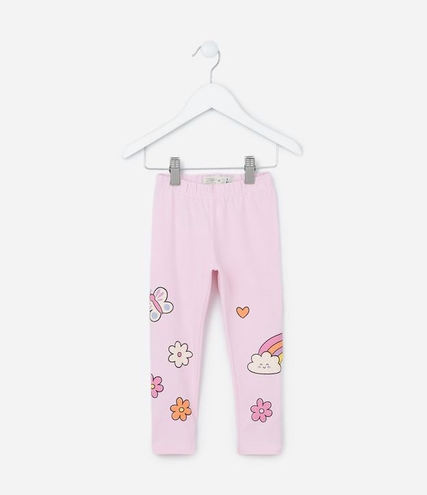 Calça Legging Infantil com Estampa Florzinhas - Tam 1 a 5 Anos