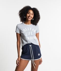 Blusa T-shirt em Algodão com Lettering College