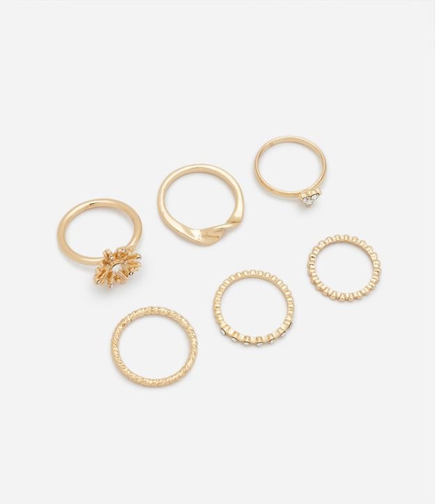 Kit 06 Anéis em Metal em Diversos Modelos com Strass