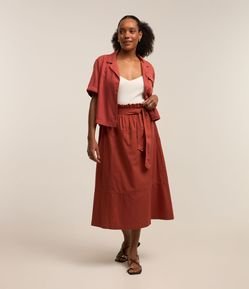 Saia Clochard Midi em Sarja com Amarração e Recortes