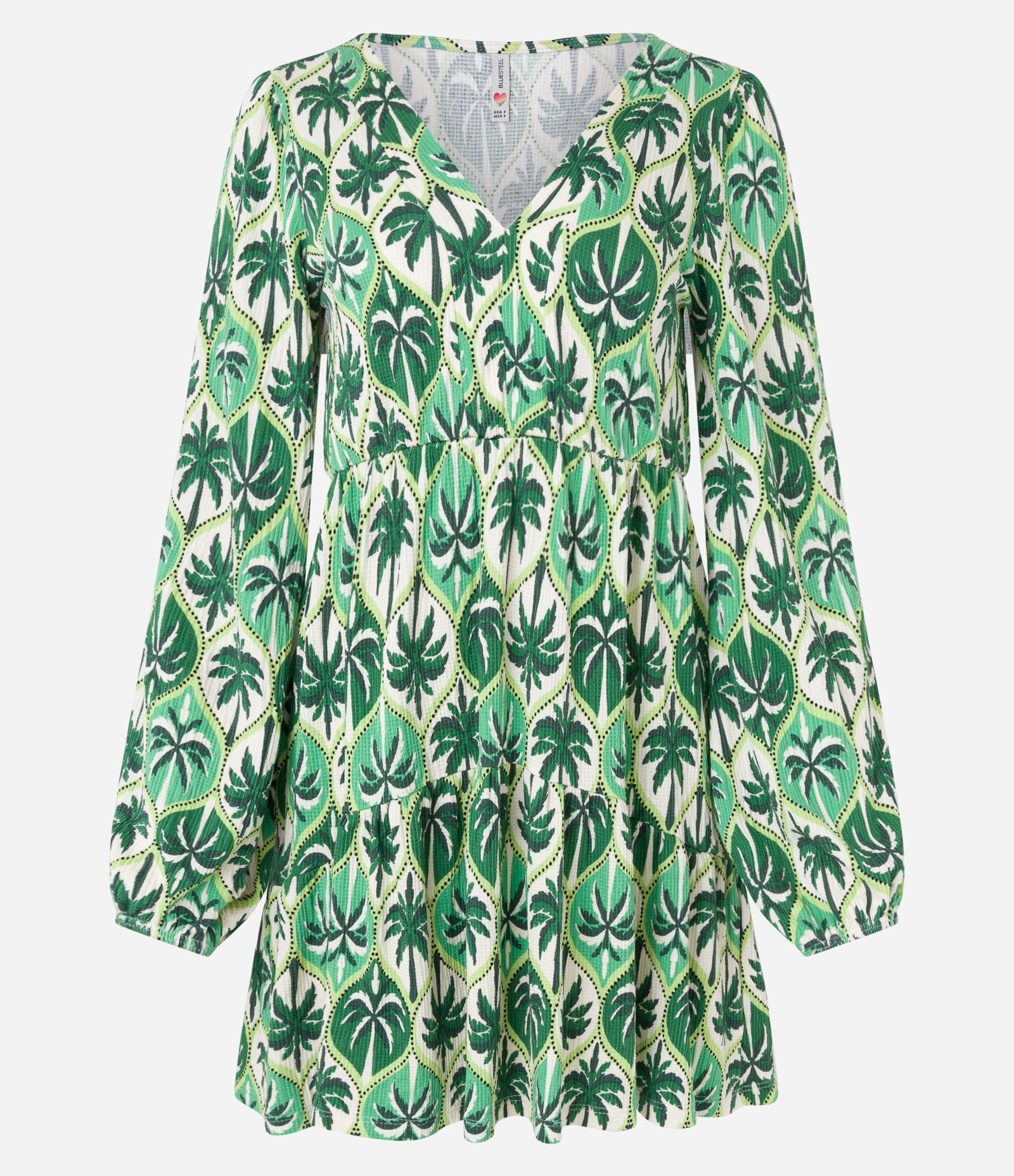 Vestido Curto Texturizado com Estampado Coqueiros Verde 5