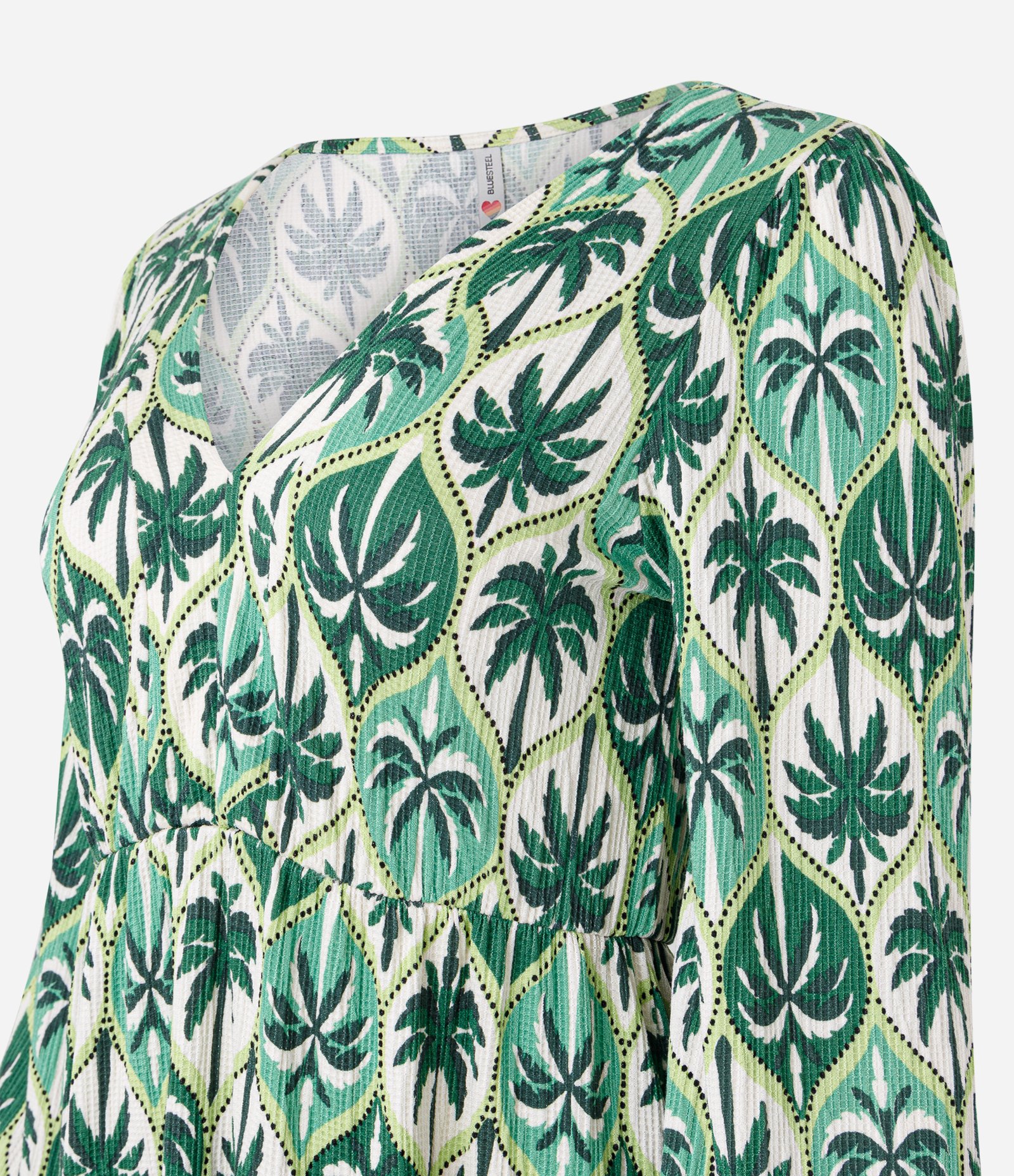 Vestido Curto Texturizado com Estampado Coqueiros Verde 6