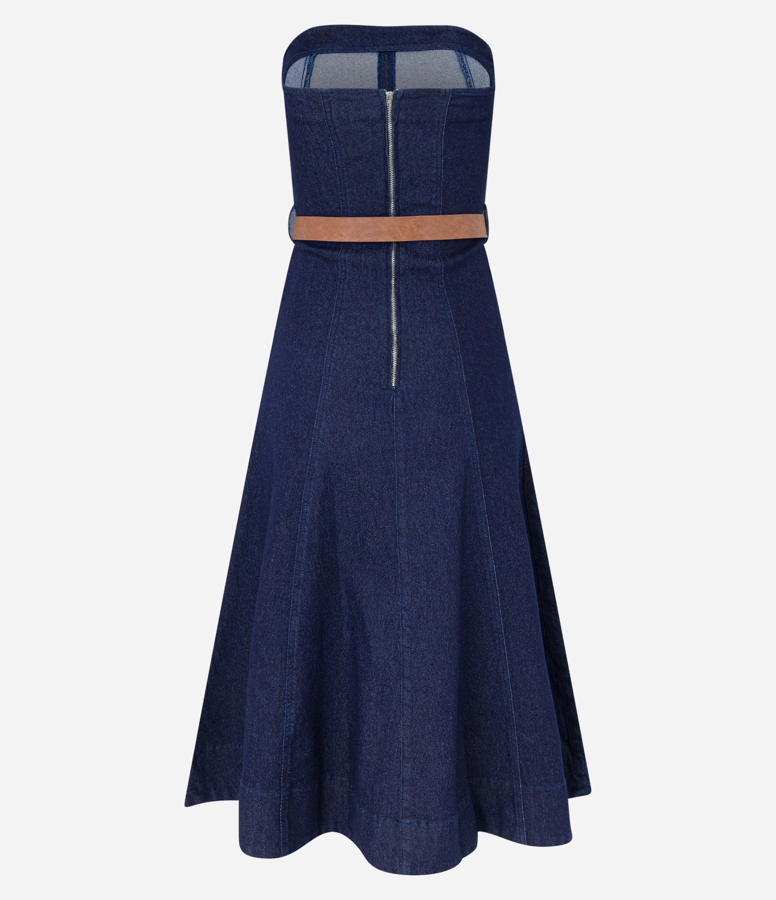 Vestido Midi Tomara Que Caia em Jeans com Pregas Azul 7