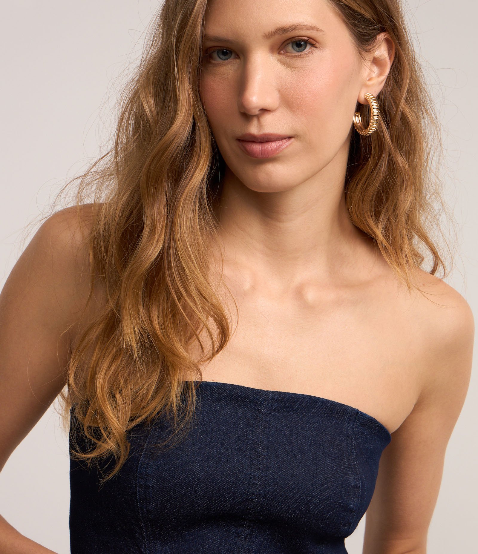 Vestido Midi Tomara Que Caia em Jeans com Pregas Azul 3