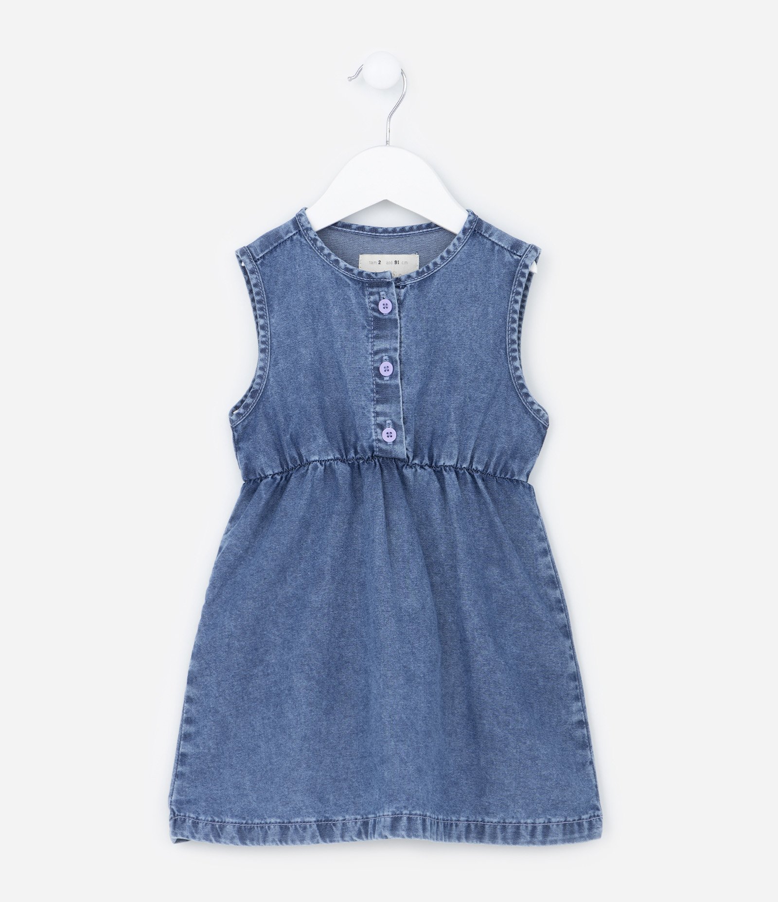 Vestido Infantil em Jeans com Bolsinha - Tam 1 a 5 Anos Azul 2