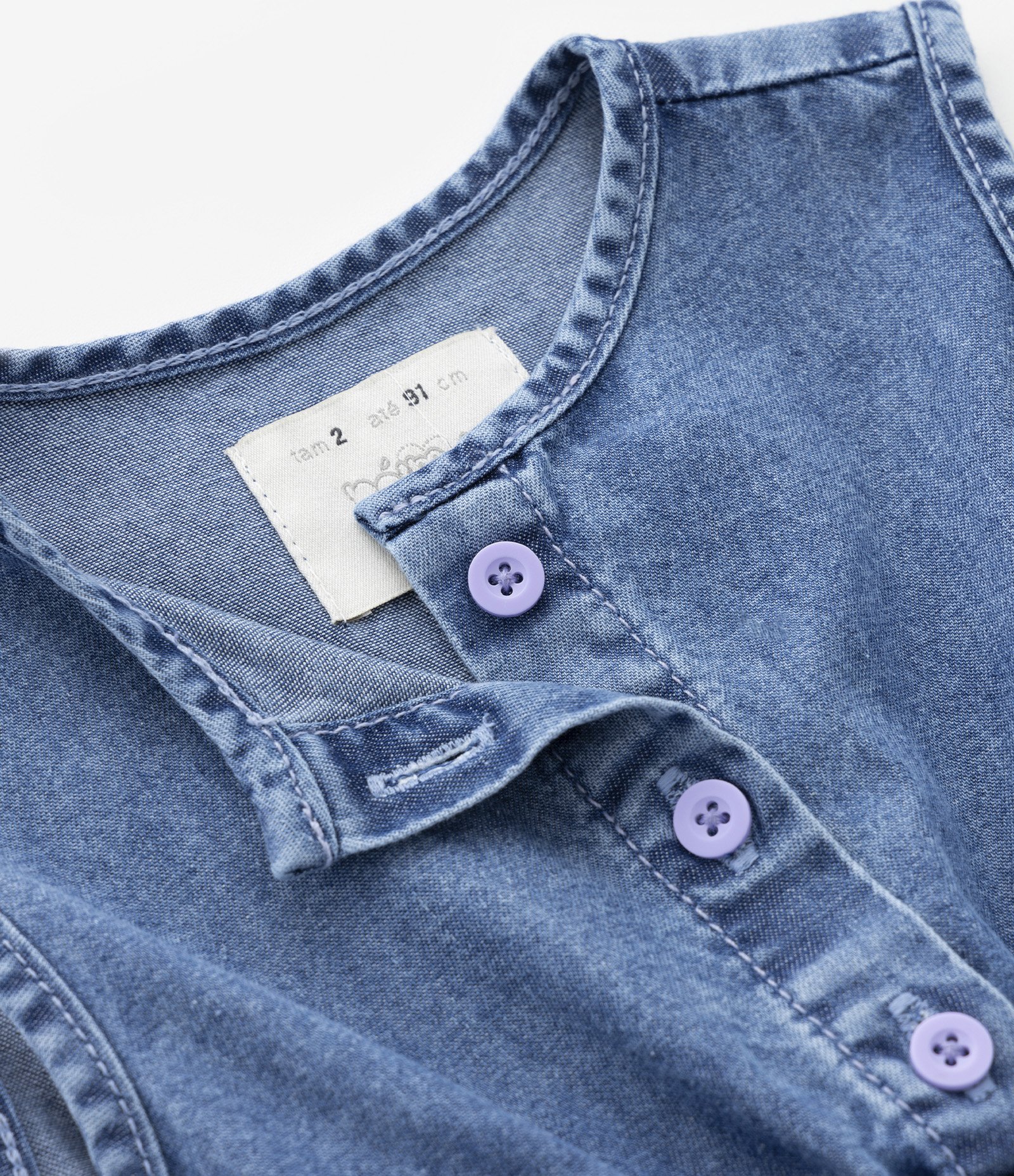Vestido Infantil em Jeans com Bolsinha - Tam 1 a 5 Anos Azul 3
