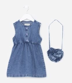 Vestido Infantil em Jeans com Bolsinha - Tam 1 a 5 Anos