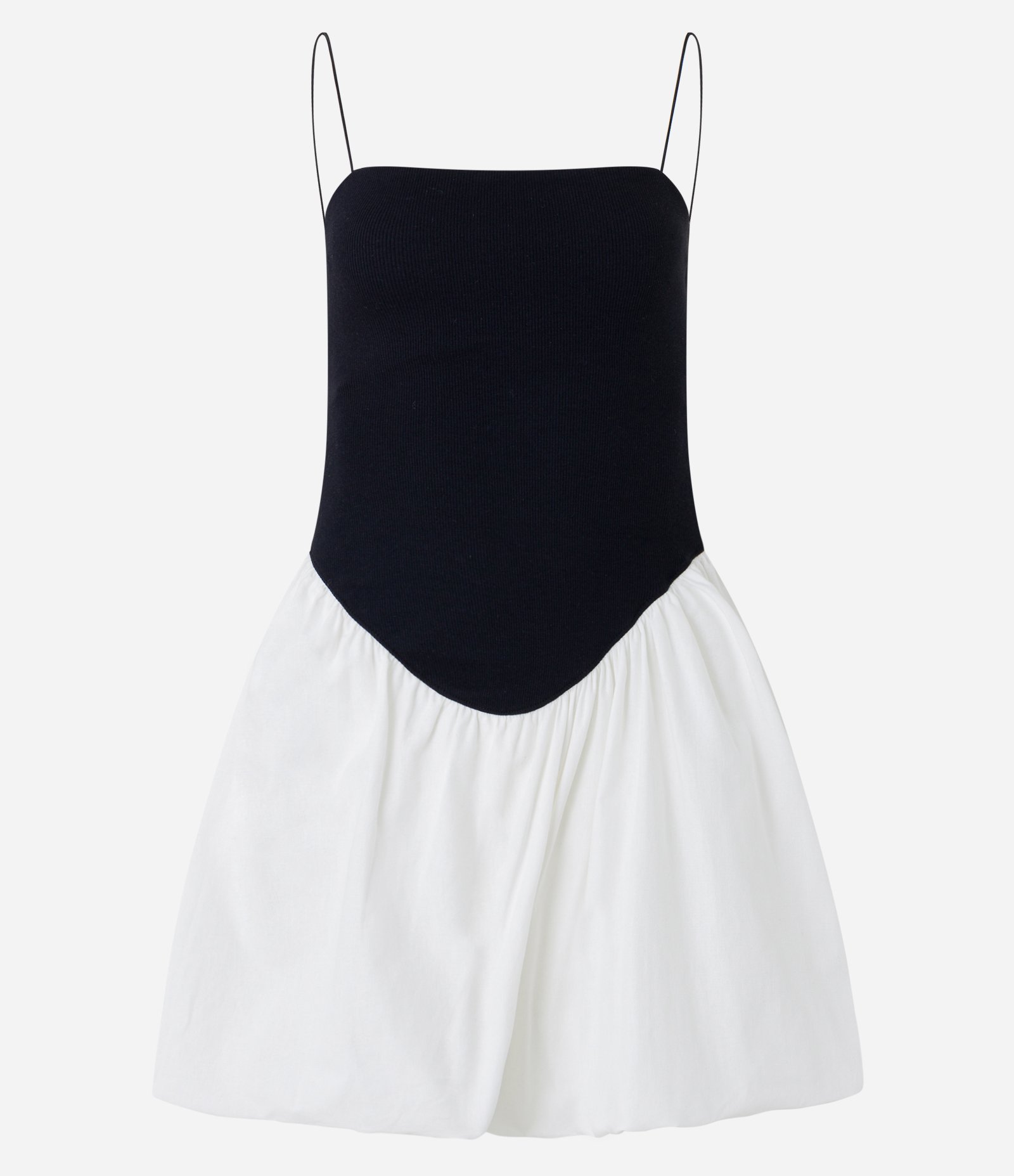 Vestido Balonê em Ribana com Alcinhas Finas Preto/Branco 6