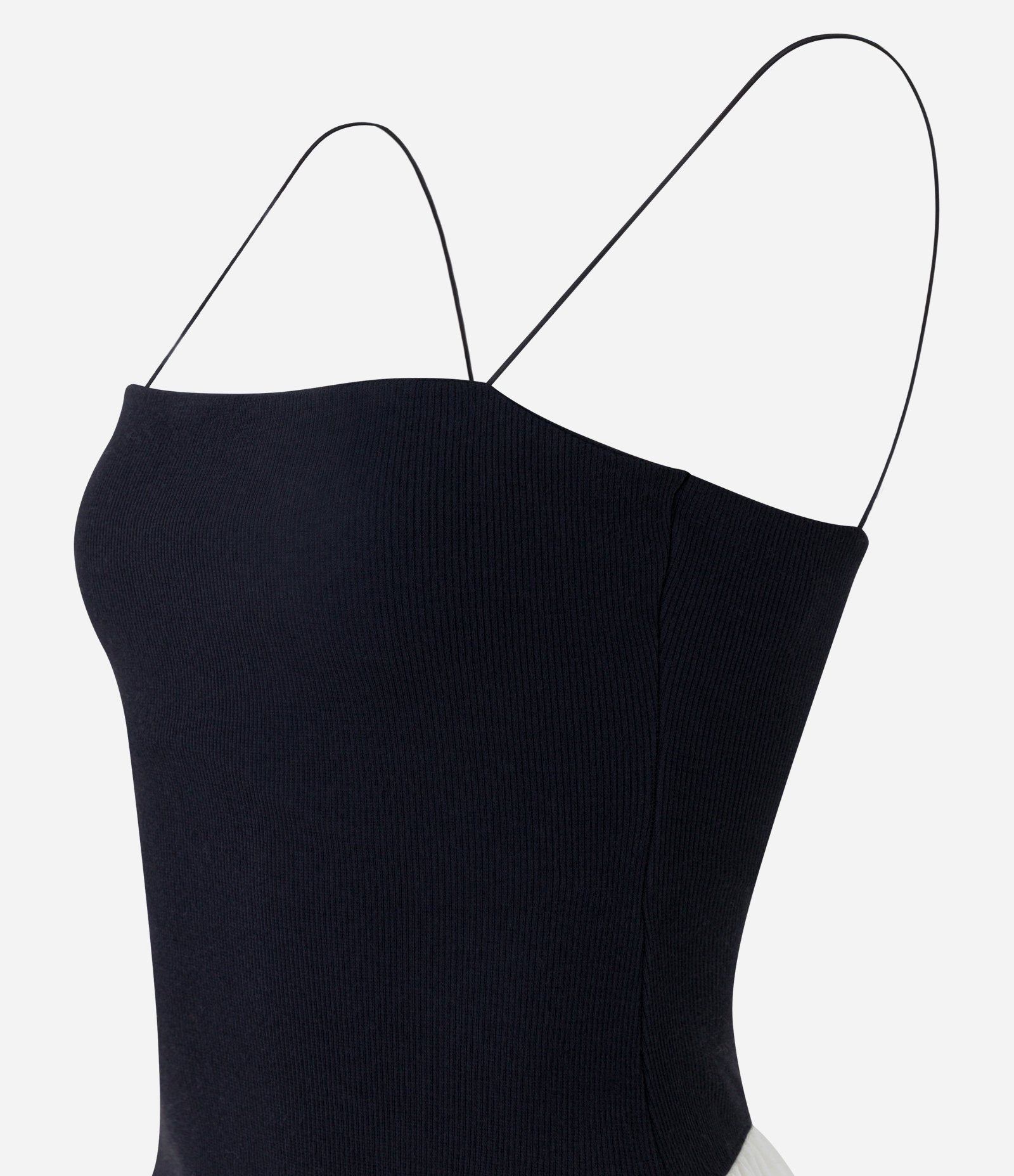 Vestido Balonê em Ribana com Alcinhas Finas Preto/Branco 7