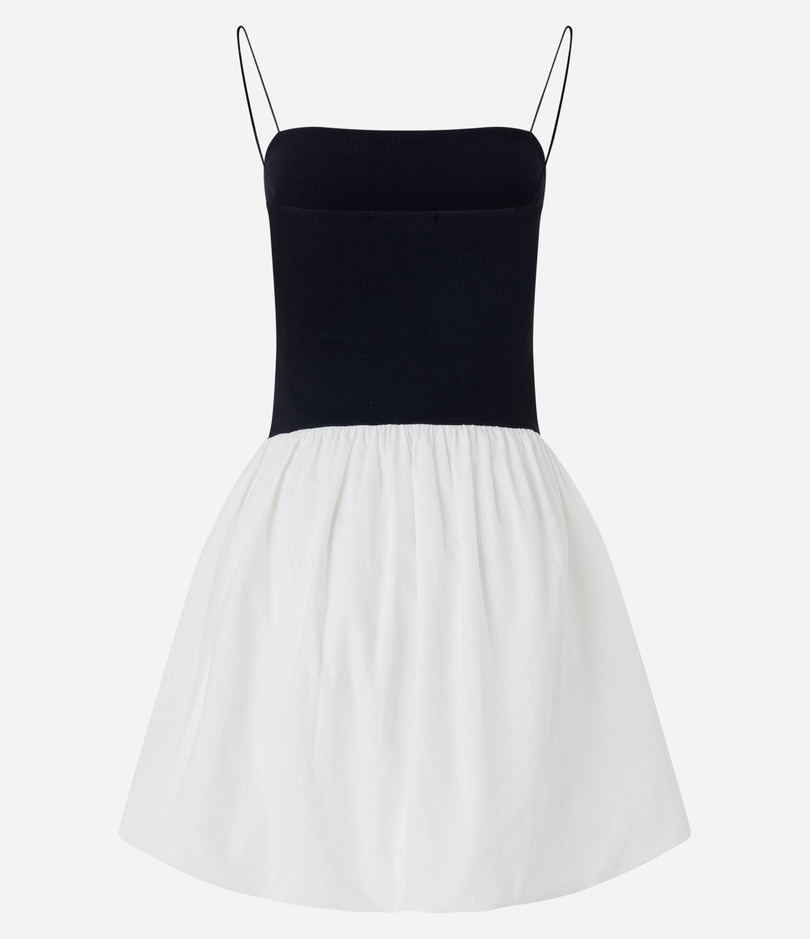 Vestido Balonê em Ribana com Alcinhas Finas Preto/Branco 8