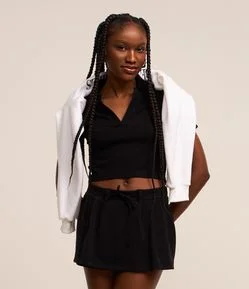 Short Saia em Ponto Roma com Amarração