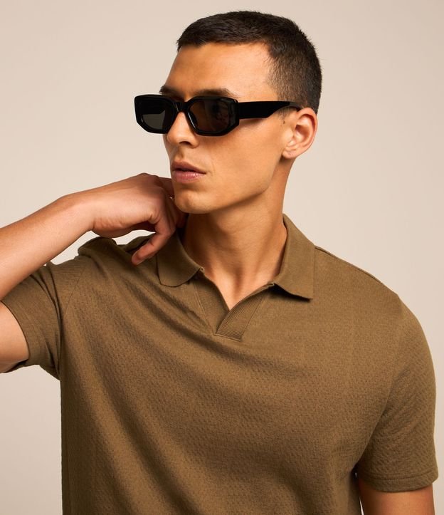 Camiseta Polo Regular em Algodão com Textura