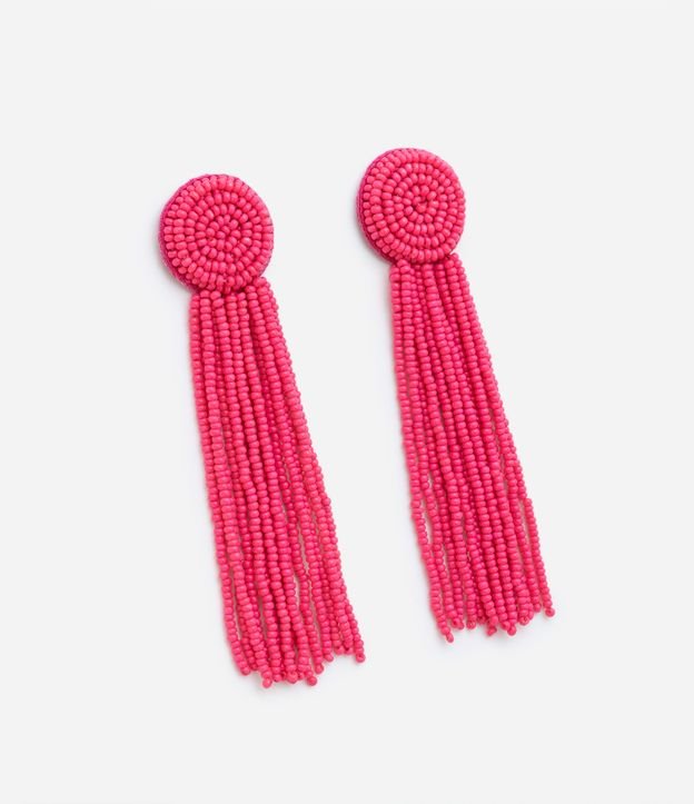 Maxi Brincos em Miçangas com Base Redonda e Franjas