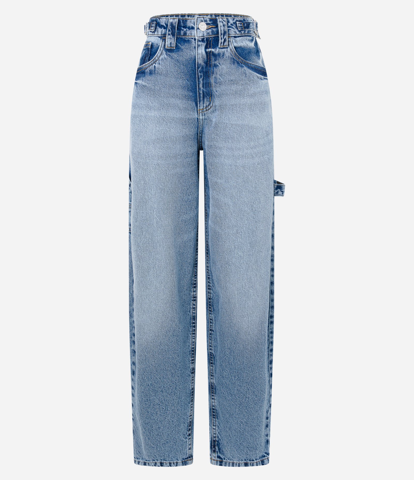 Calça Balloon em Jeans com Fivelas nas Laterais Azul 5