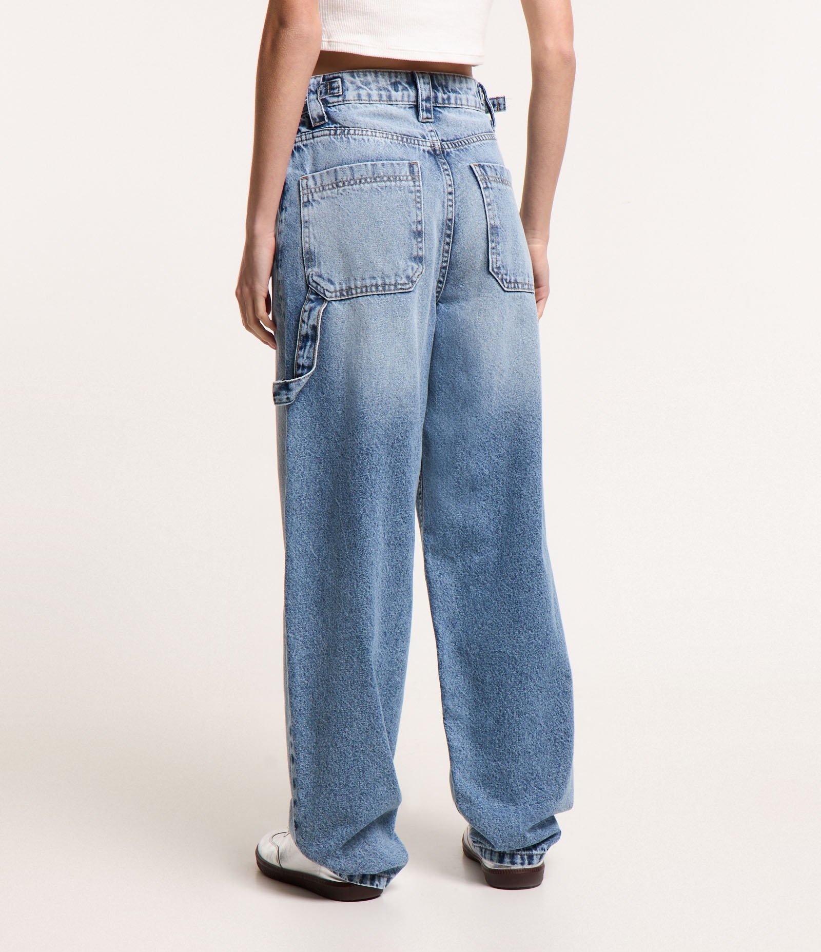 Calça Balloon em Jeans com Fivelas nas Laterais Azul 3