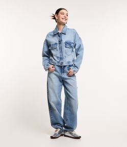 Calça Balloon em Jeans com Fivelas nas Laterais