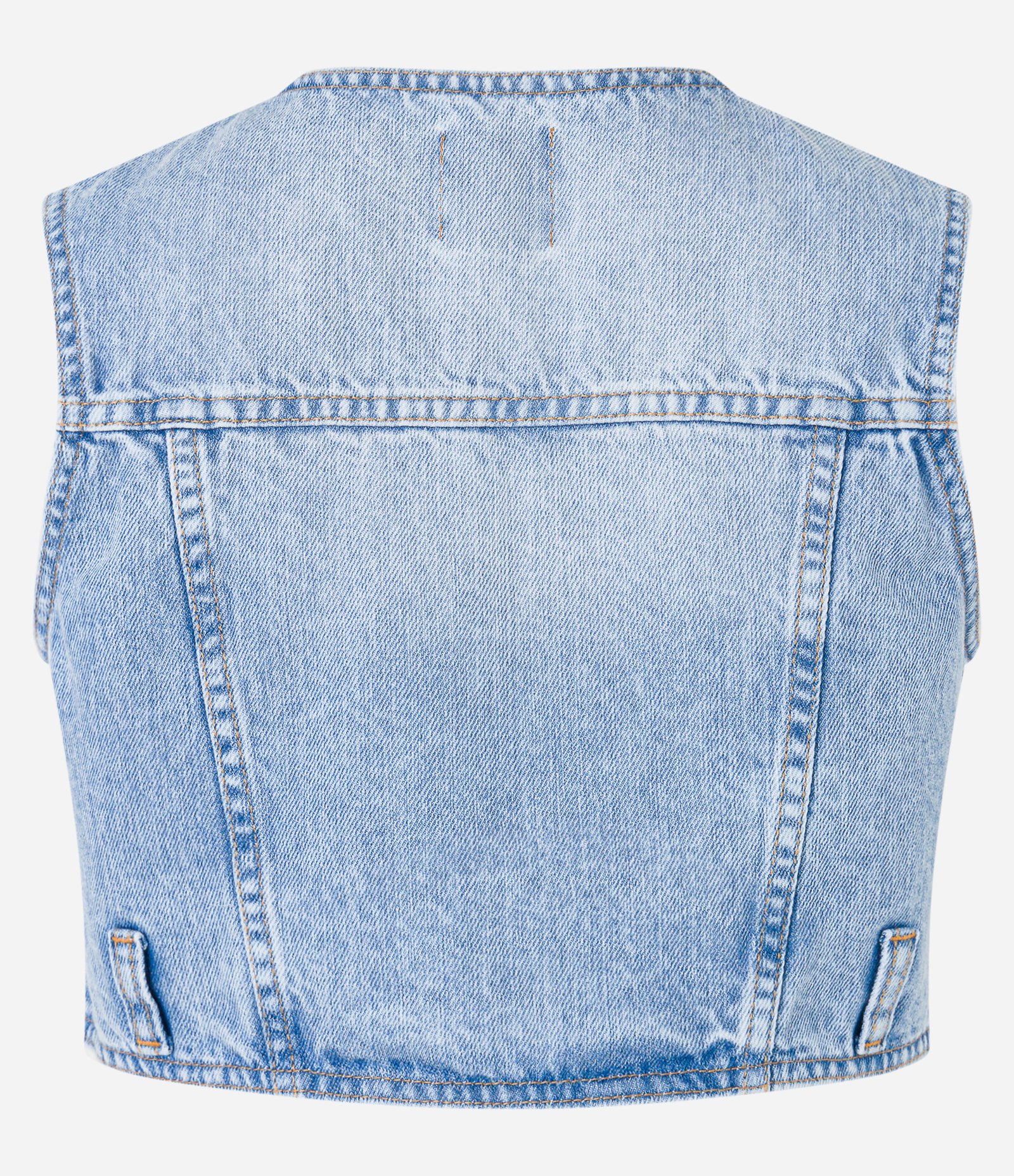 Colete Cropped em Jeans com Lapelas e Passantes Azul 6