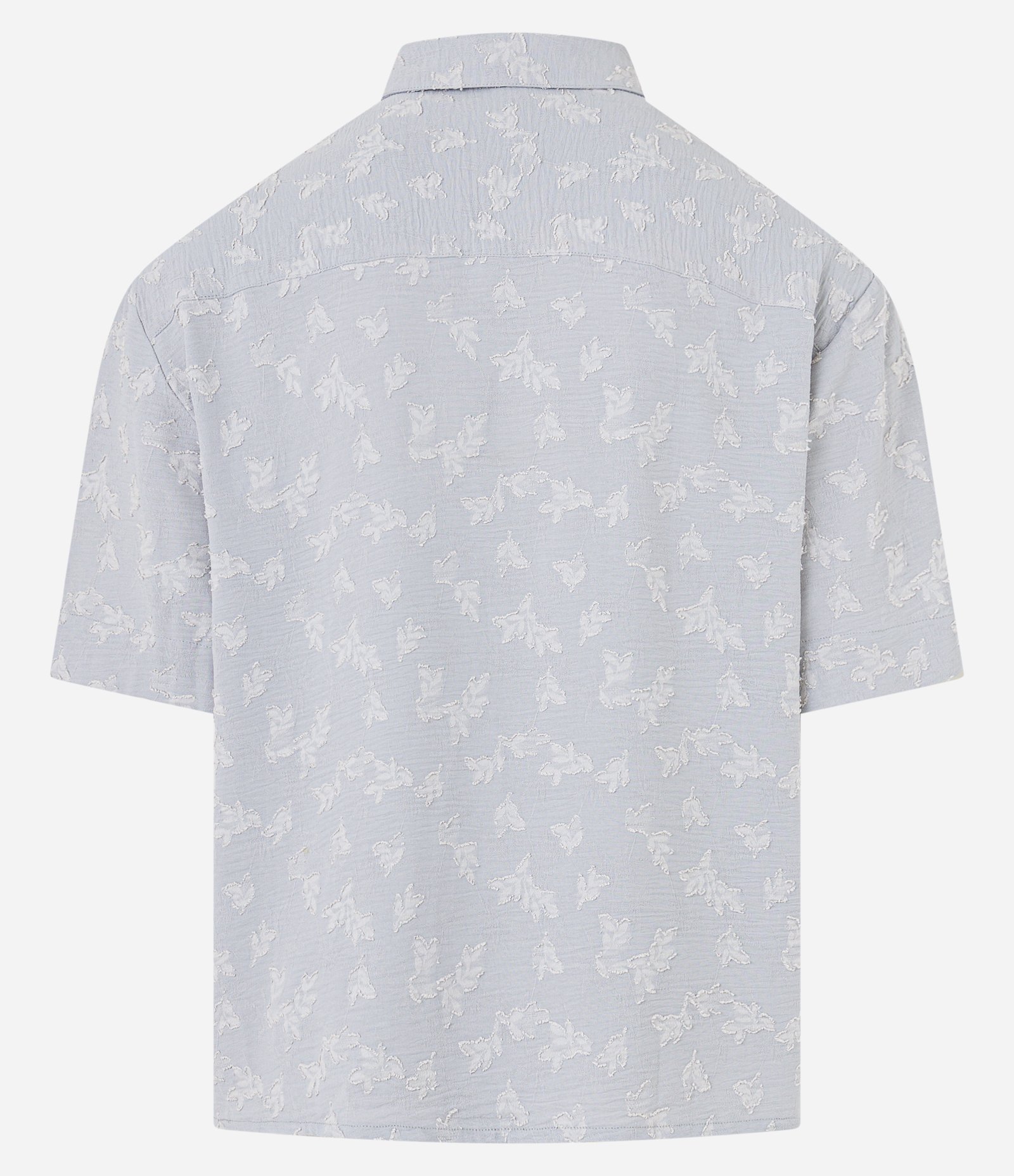 Camisa Boxy em Microfibra com Textura e Estampa de Flores Cinza 9