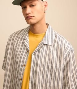 Camisa Relaxed em Algodão com Estampa Fil a Fil