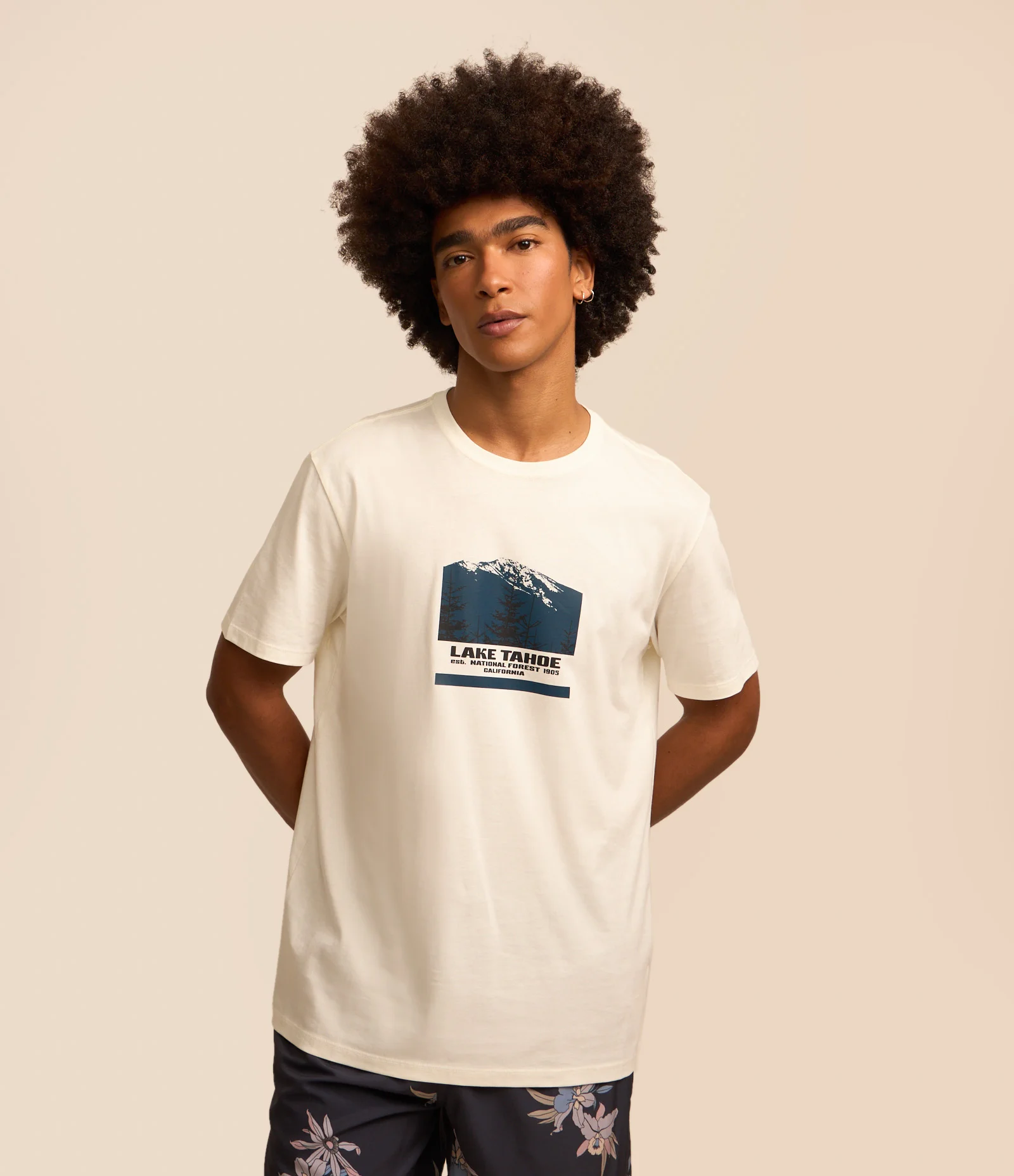 Camiseta Comfort em Algodão Peruano com Estampa Lake Tahoe Branco 1