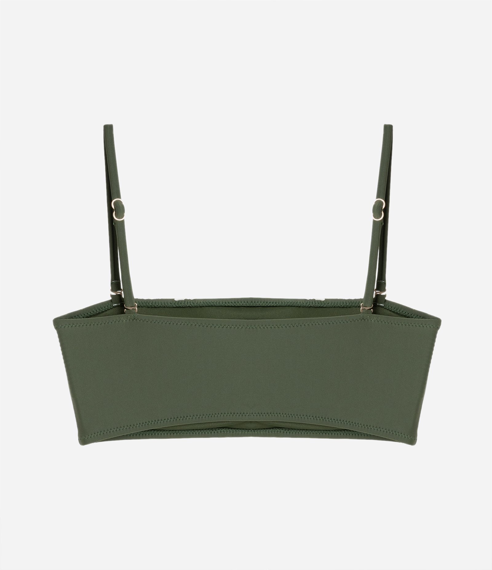 Biquíni Top Bandeau em Poliamida com Folhagens Bordadas Verde 5