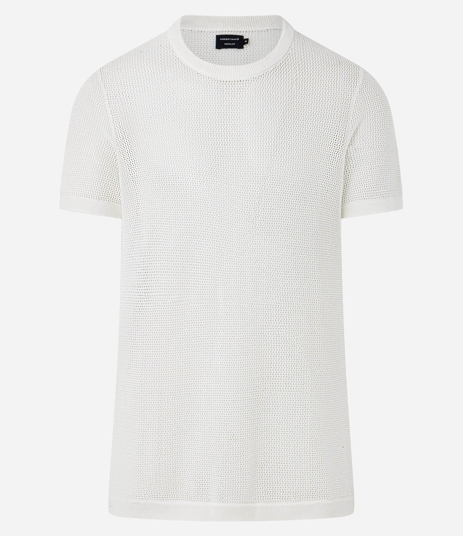 Camiseta Regular em Tricô Vazado Branco 7
