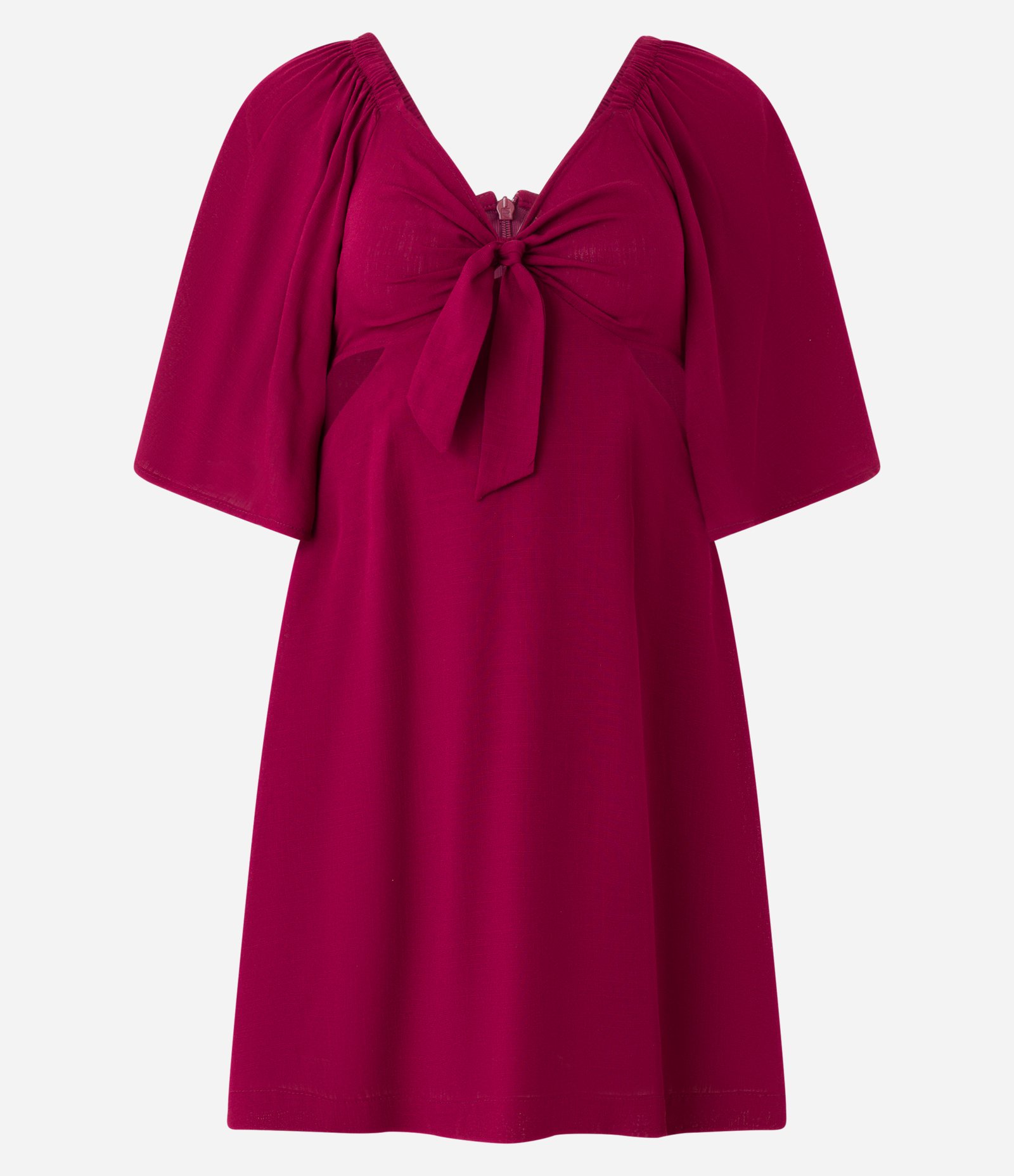 Vestido Curto em Viscose com Manga Ampla e Amarração Frontal 5