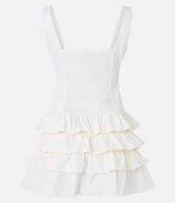 Vestido Curto em Tricoline com Babados na Saia