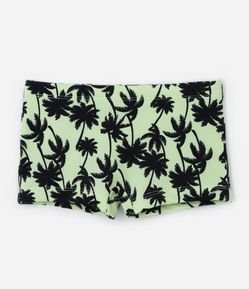 Sunga Boxer Infantil com Proteção UV e Estampa Coqueiros - Tam 5 a 14 anos