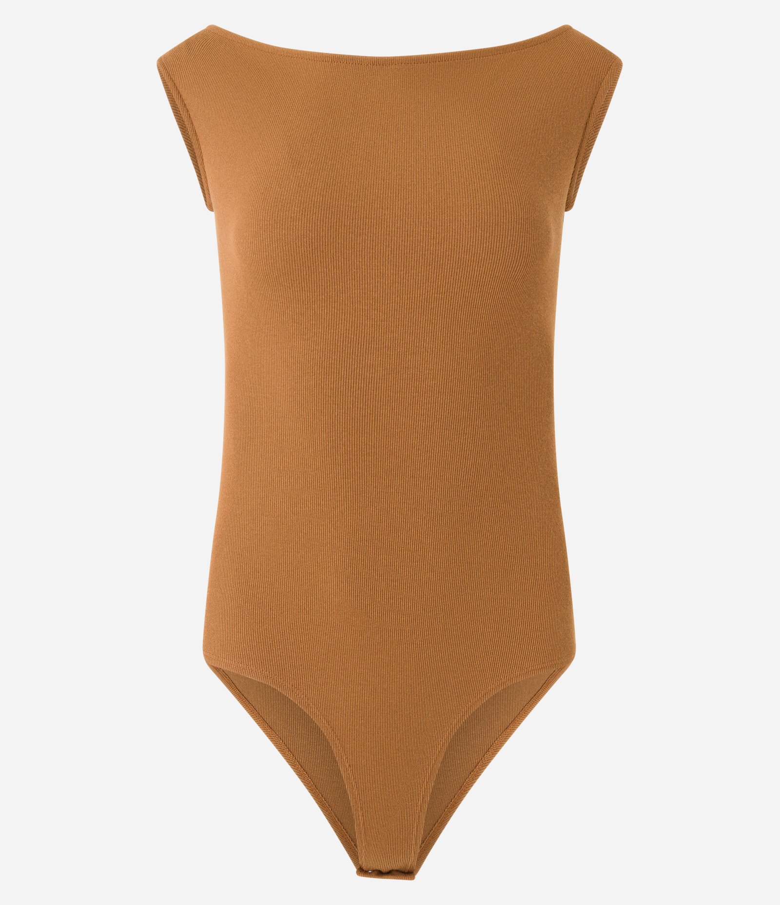 Body em Ribana com Textura e Decote Ombro a Ombro Marrom 6
