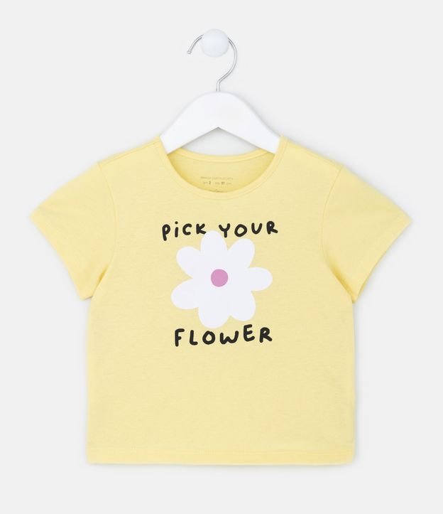 Blusa Infantil em Algodão com Estampa de Flor - Tam 1 a 5 Anos