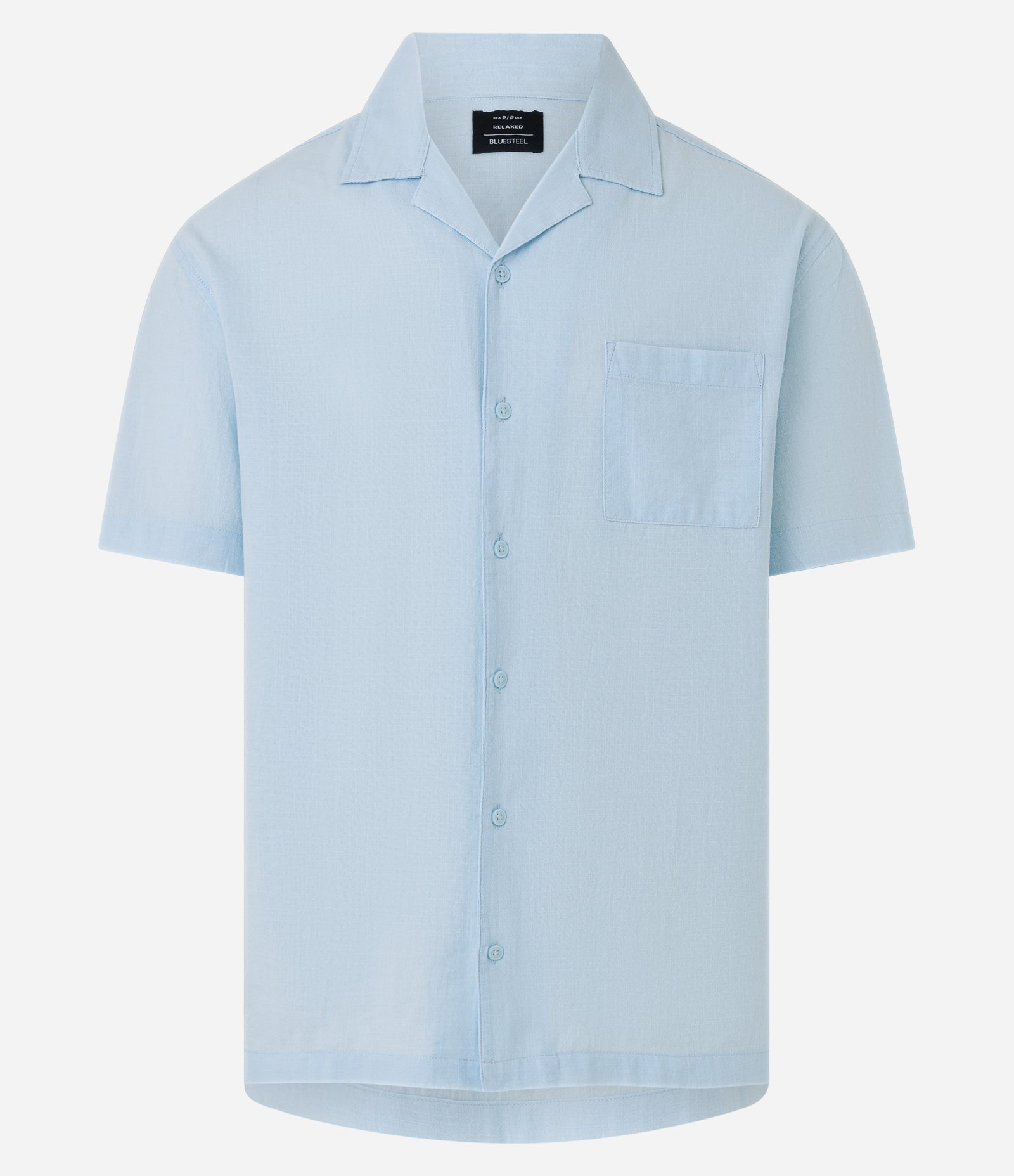 Camisa Relaxed em Tricoline com Textura Bowling Azul 6