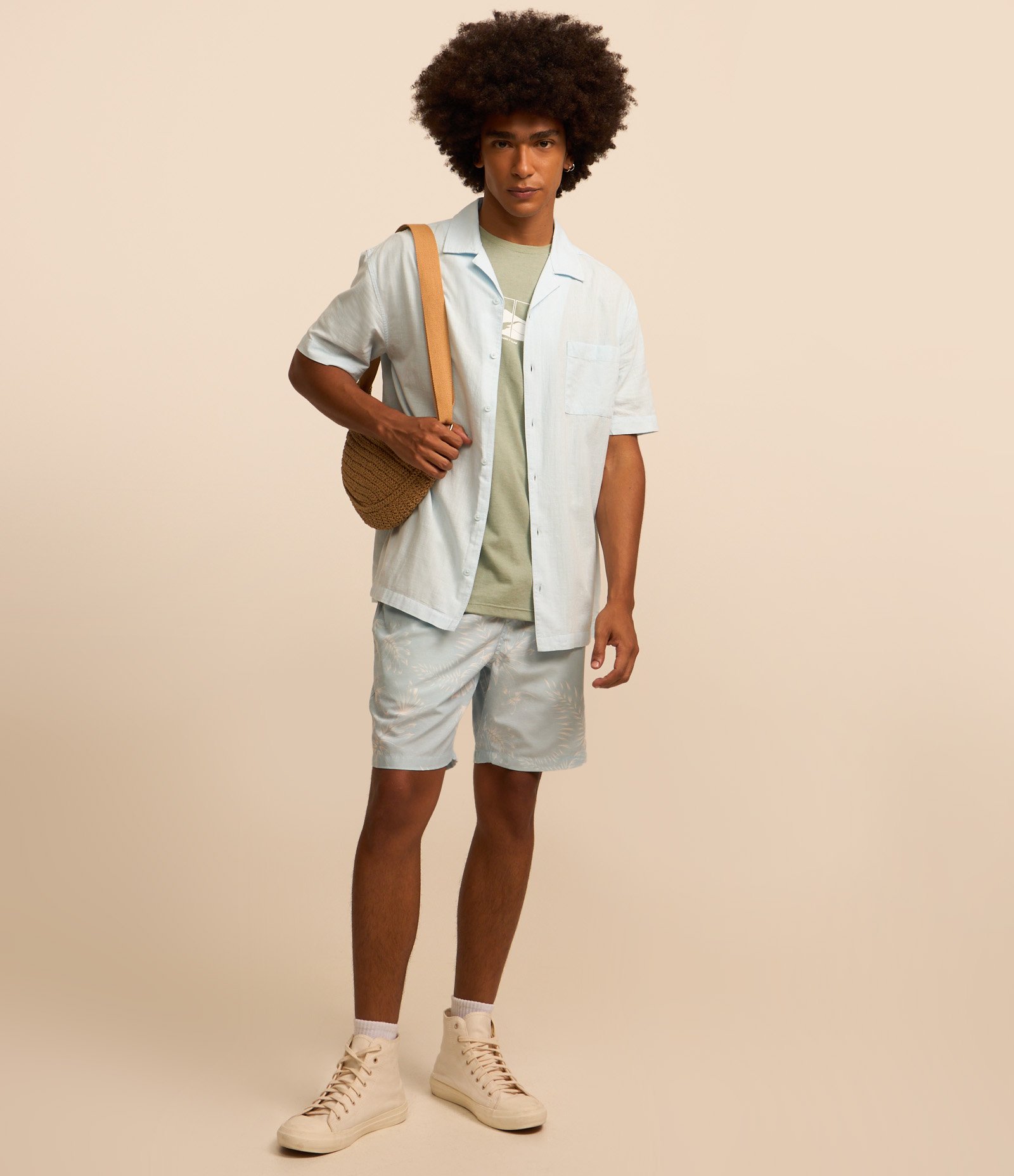 Camisa Relaxed em Tricoline com Textura Bowling Azul 2